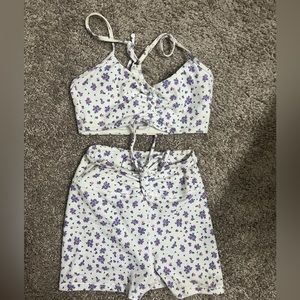 Floral biker short set